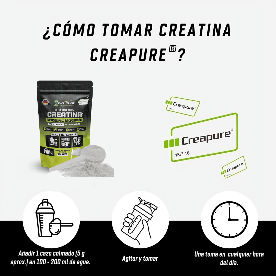 Creatina Monohidrato Creapure® Evolutrion de 250g – Pureza Superior para Atletas – Envío Gratis