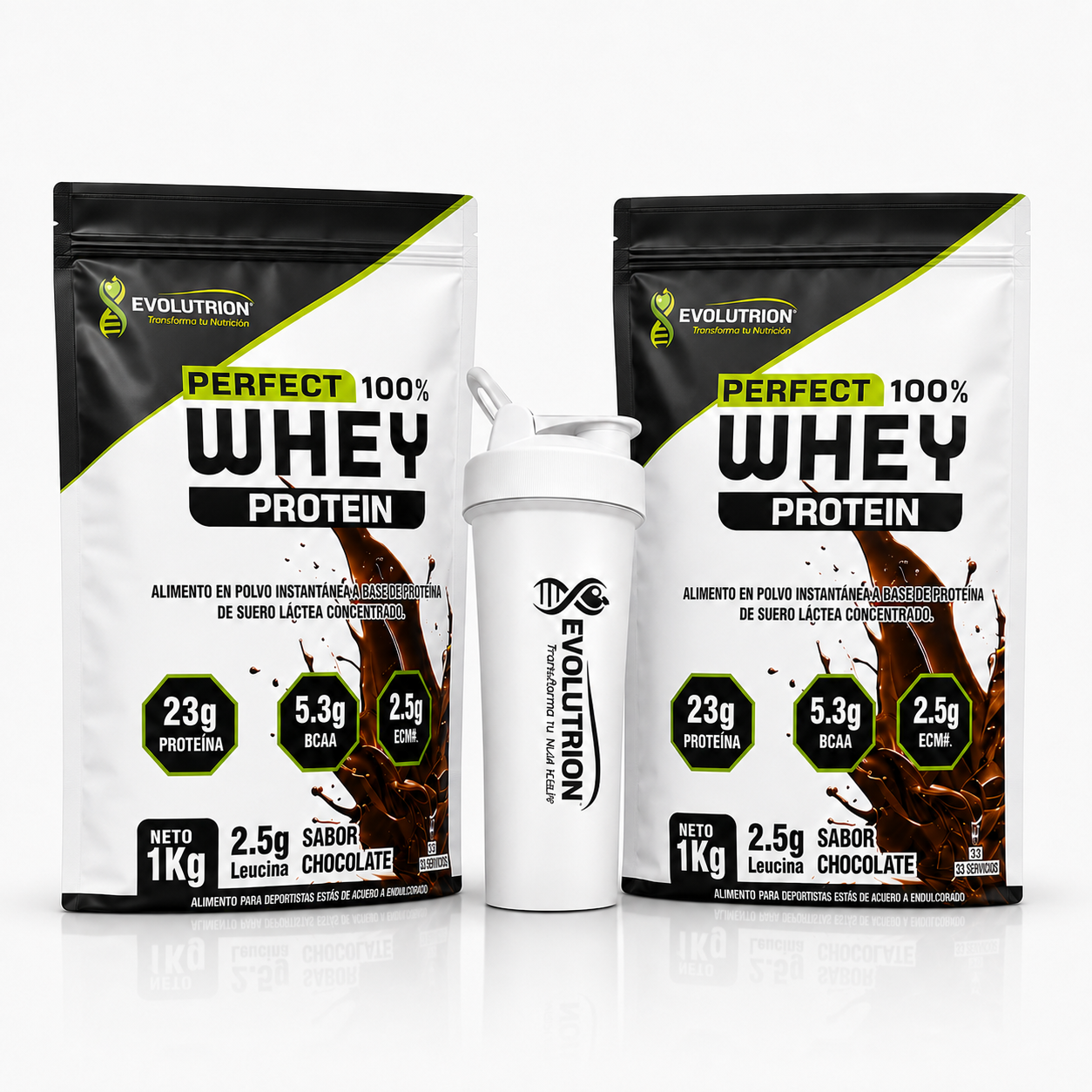 Pack 2 Proteínas Perfect Whey 1 kg + shaker Evolutrion 700 ml de regalo