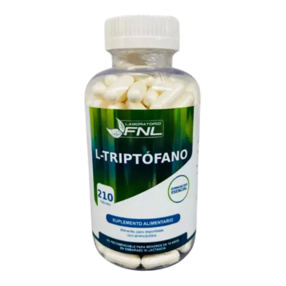 Frasco de L-Triptófano FNL de 210 cápsulas de 500 mg, suplemento alimentario Evolutrion