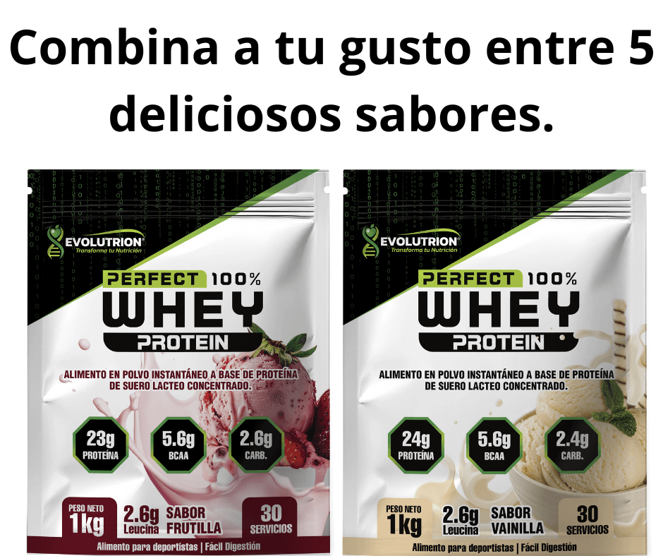 Pack: 2 Proteínas Perfect 100% Whey de 1 kg en 5 sabores