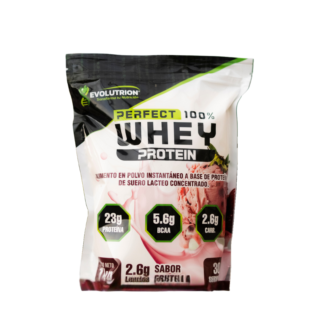 Perfect 100% Whey Protein Evolutrion 1kg sabor Frutilla