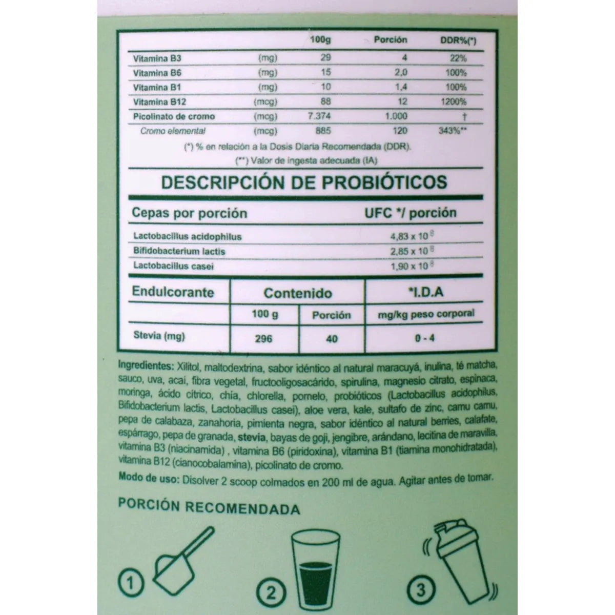 Greens & Shake Evolutrion — modo de preparación