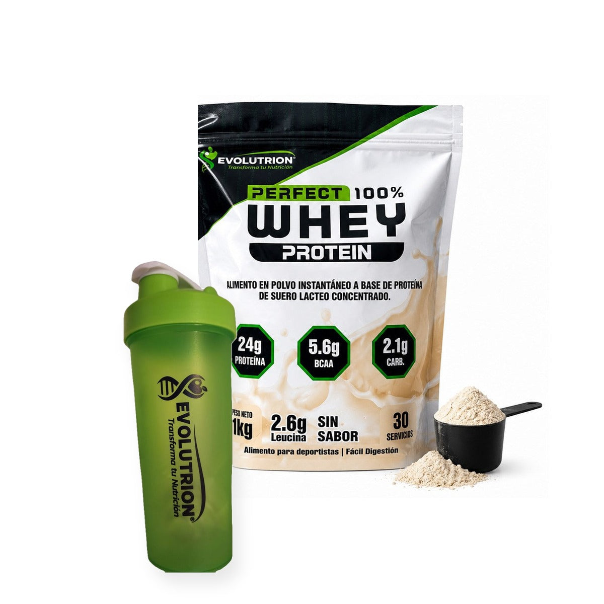 Perfect Whey Natural + shaker Evolutrion verde