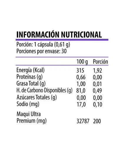 Qi Max 200, Concentrado de Maqui Ultra Premium, 30 Caps