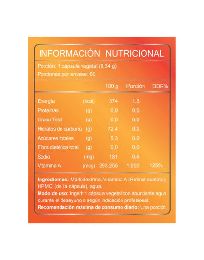 Vitamina A (Retinol) 60 cápsulas