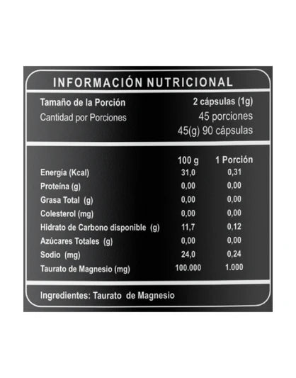 Taurato de Magnesio 500mg 90caps