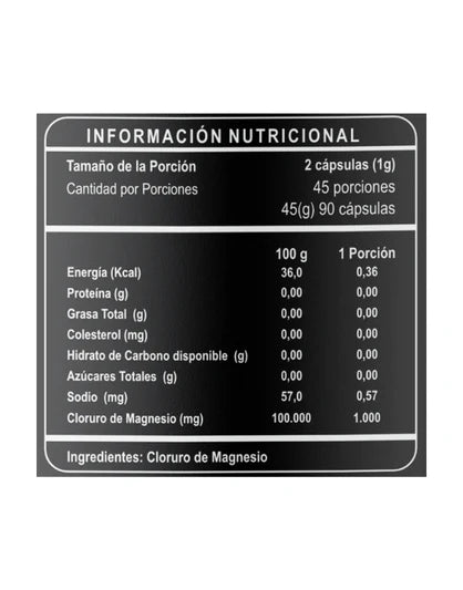 Cloruro de Magnesio 500mg 90 capsulas