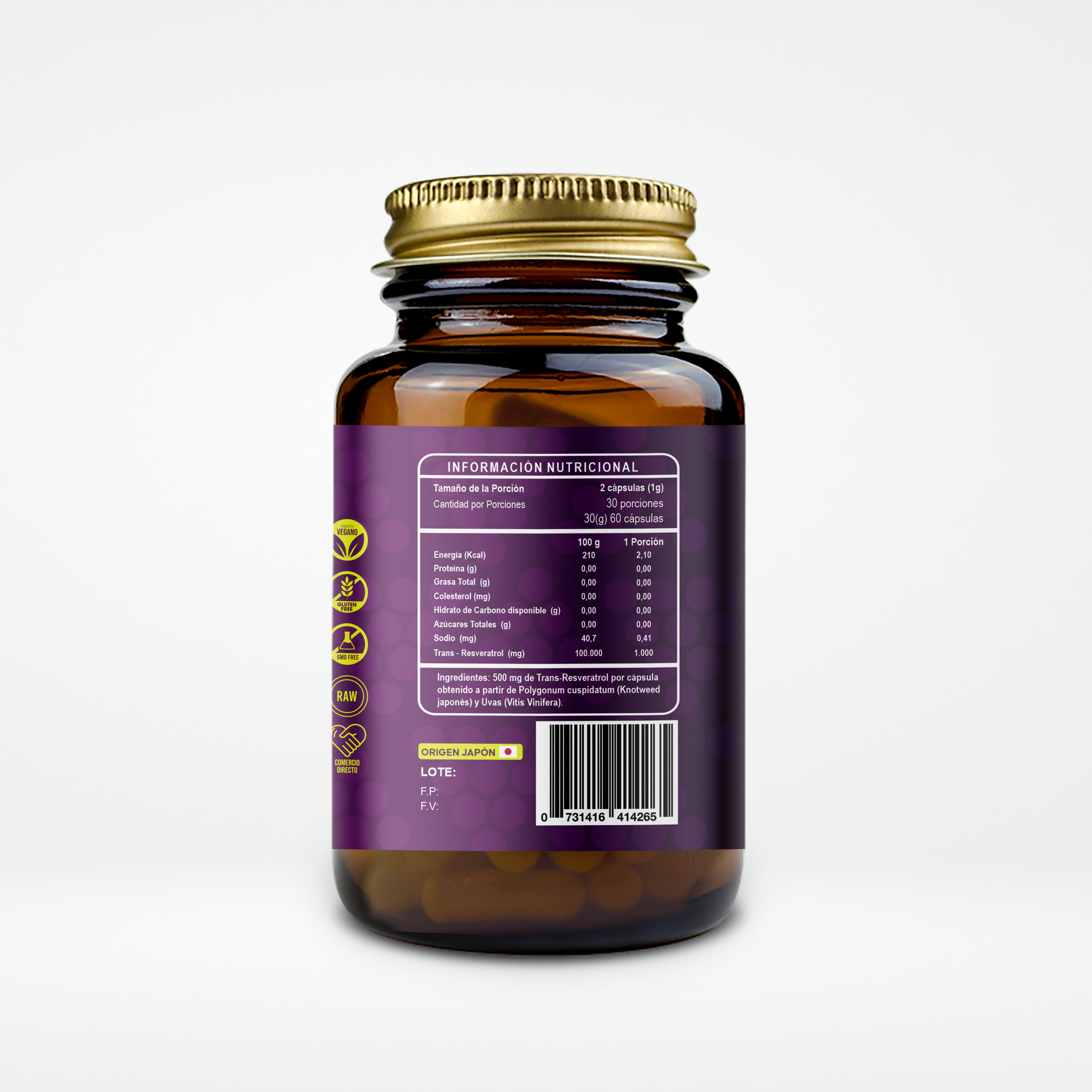 Trans-Resveratrol Evolutrion - información del producto