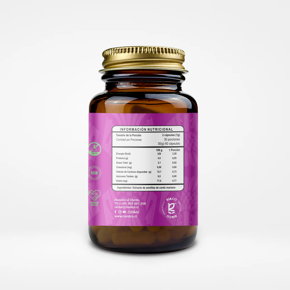 Silymarin Milk Thistle Extract Extracto de Semilla de Cardo Mariano 500mg – 60 Cápsulas