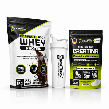 Trio Pack: Proteina + Creatina + Shaker