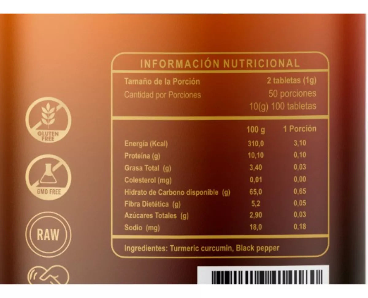 Cúrcuma Y Pimienta negra 100 Tabletas 500mg