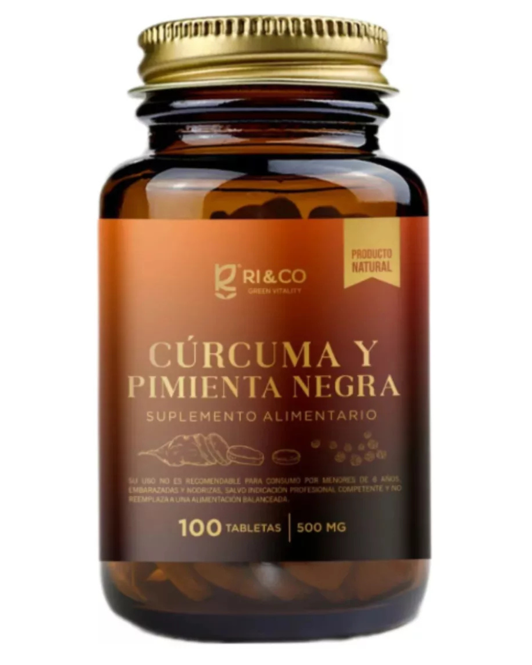 Cúrcuma Y Pimienta negra 100 Tabletas 500mg