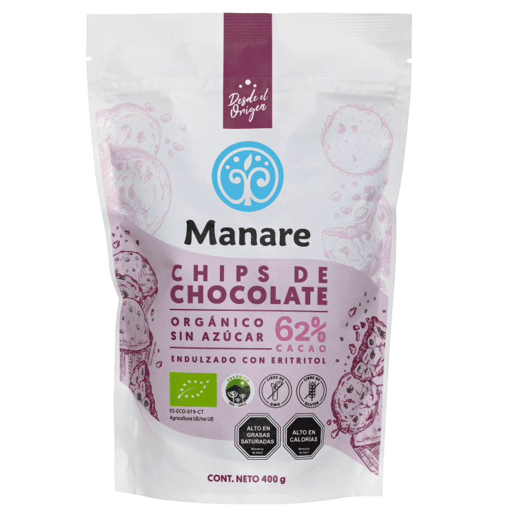 Chocolate Chips sin azúcar 62% Cacao Orgánico 400g