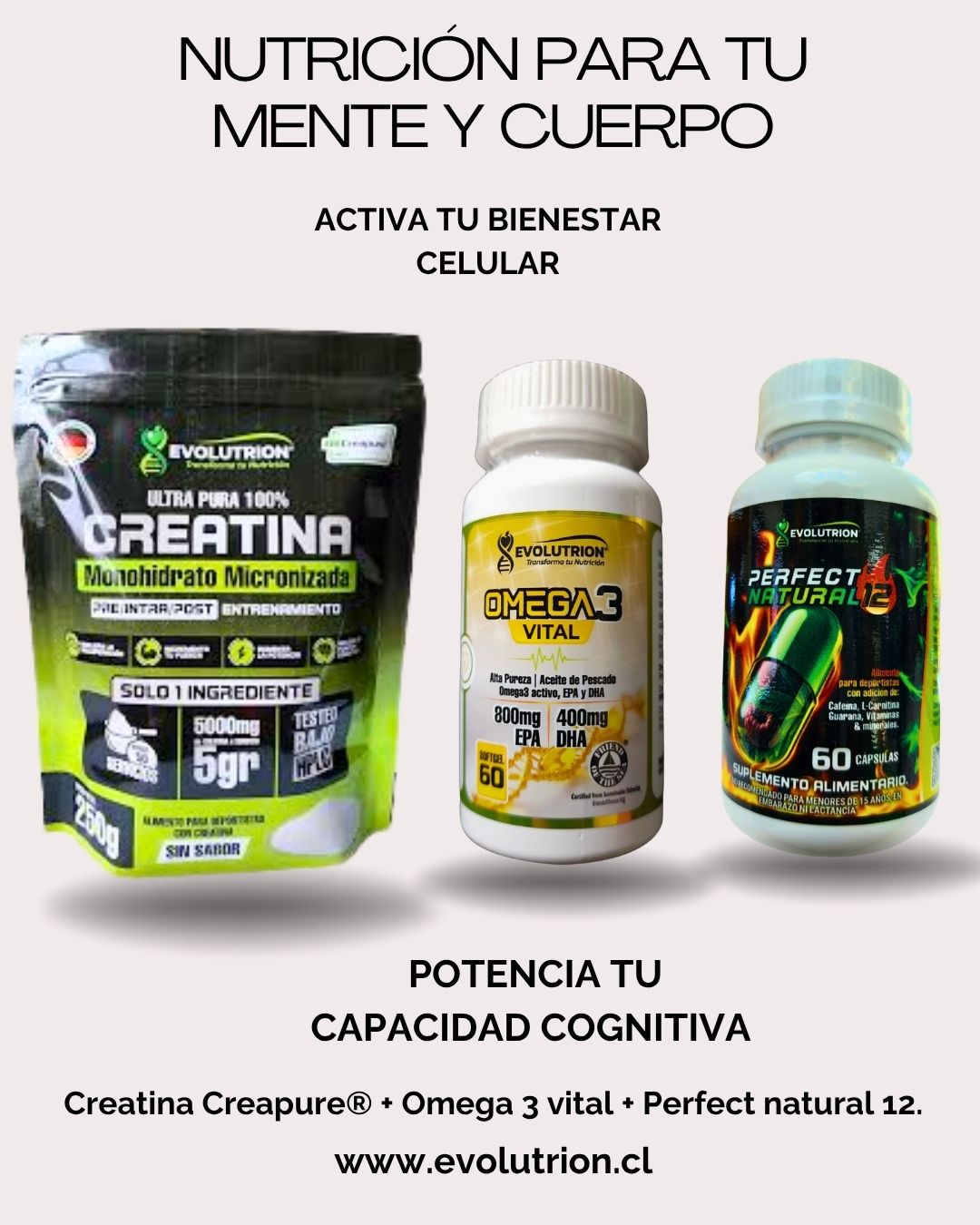 Trio  Pack Evolutrion – Creatina + Omega 3 + Termogénico