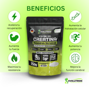 Creatina Monohidrato Creapure® Evolutrion de 250g – Pureza Superior para Atletas – Envío Gratis