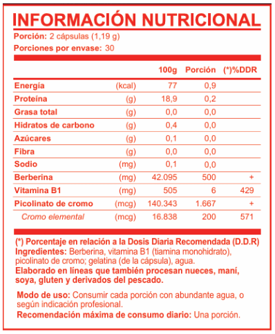 Berberina 500 mg por porción
