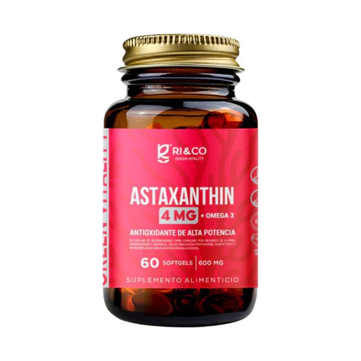 Astaxanthin, 600mg, 60 softgel - Evolutrion Chile