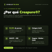Por qué Creapure®: 99,99% de pureza certificada en Alemania, Cologne List, HACCP e ISO, vegana kósher y halal
