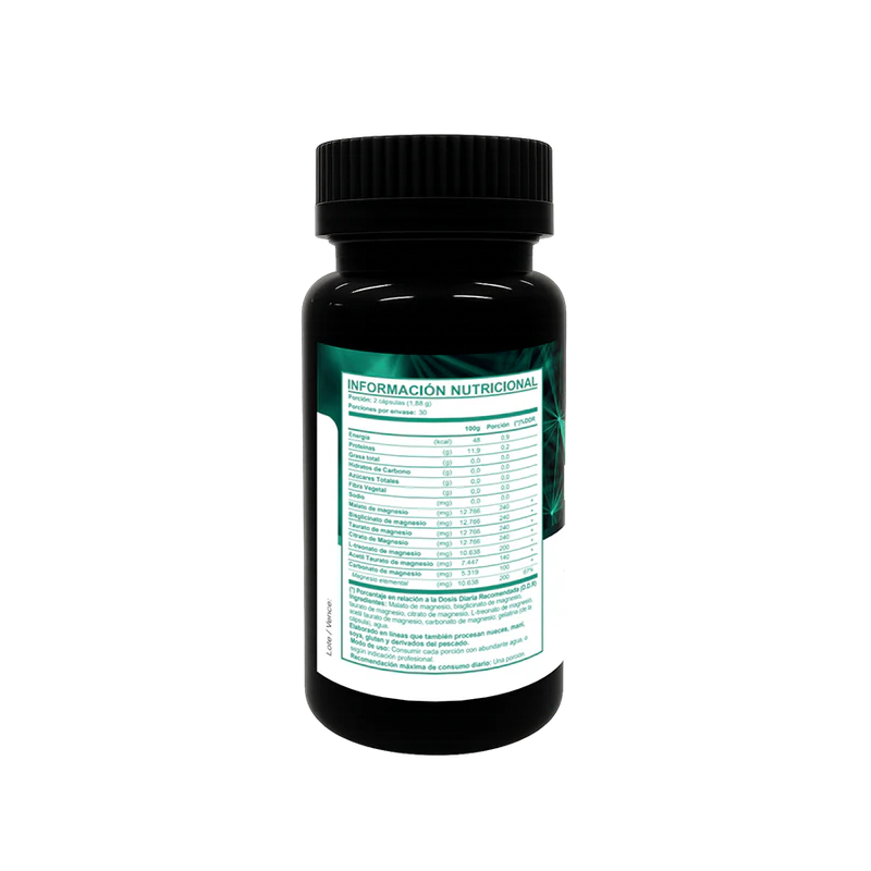 Hep7a Magnesio (Malato, Bisglicinato, Taurato, Citrato, L-Treonato, Acetil Taurato, Carbonato) – 60 Cápsulas