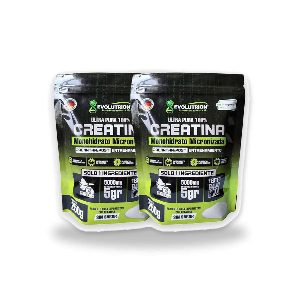 Pack 2 Creatinas Monohidrato Creapure Evolutrion 250g