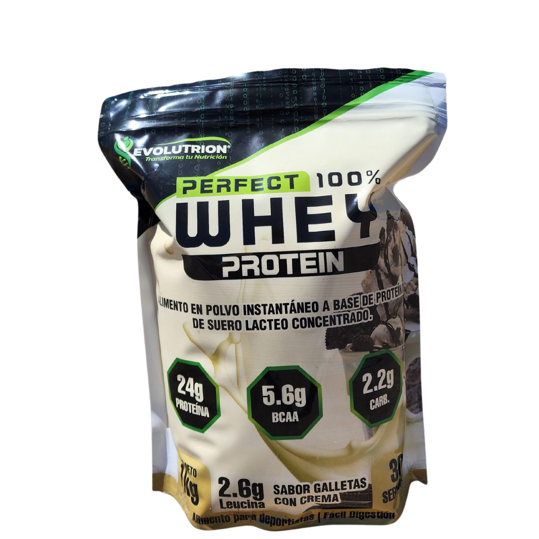 Perfect 100% Whey Protein Evolutrion 1kg sabor Galletas con Crema