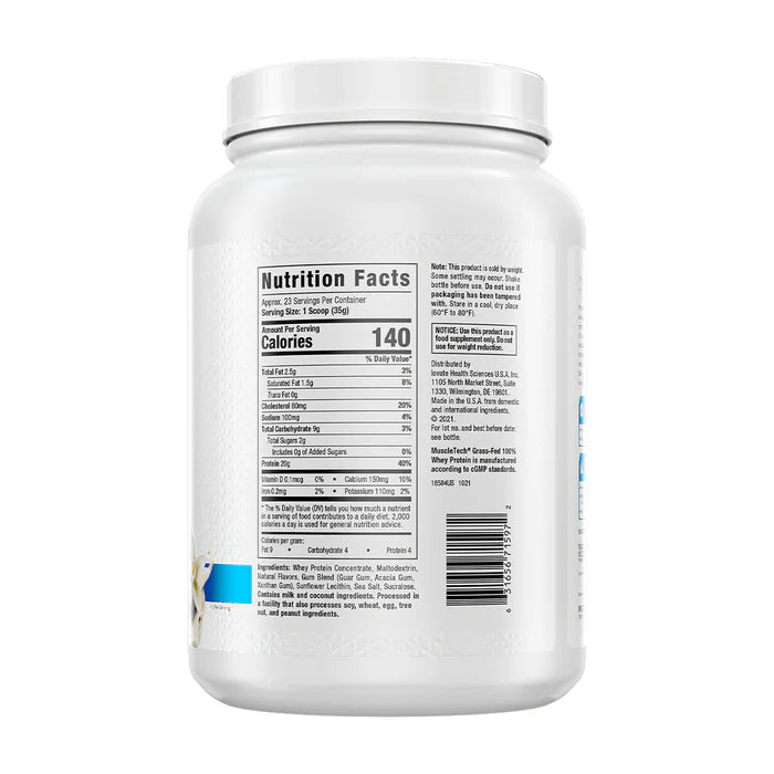 GRASS-FED 100% WHEY PROTEIN 1.8 LB, MUSCLETECH