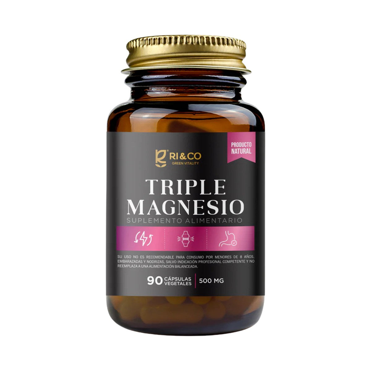Triple Magnesio (Malato, Bisglicinato, Taurato) 500mg 90 Cápsulas Vegetales - Evolutrion Chile