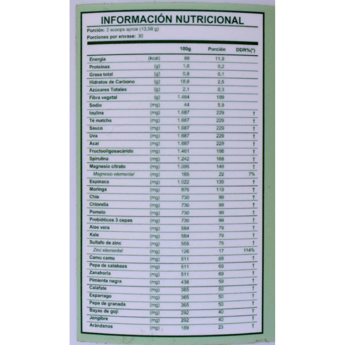 Greens & Shake Evolutrion — información del producto