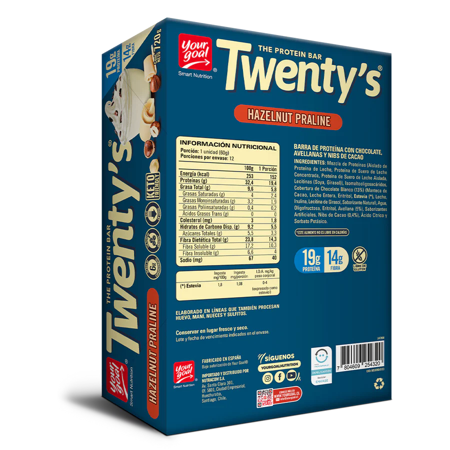 BARRAS DE PROTEINA Twenty's caja de 12 unidades